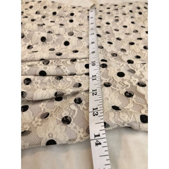 NWOT Betsey Johnson Womens Polka Dot Lace Dress Size 2 Cream Black Dance Party - Picture 9 of 10